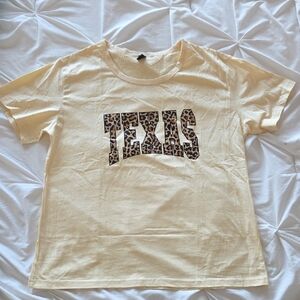 SHEIN Butter Yellow Leopard Texas Graphic Tee